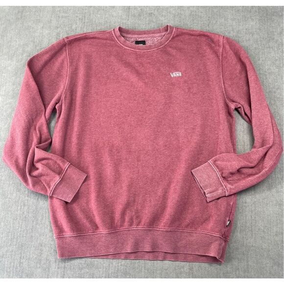Vans Sweatshirt Mens L Burgundy Pullover Crewneck Casual Skater Style 90s Y2K - Picture 1 of 10